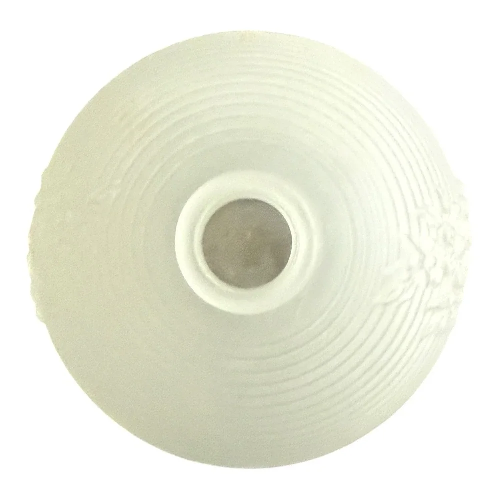 Avon Bud Vase Frosted White Satin Glass Floral Embossed Ribbed Round Globe 3.5